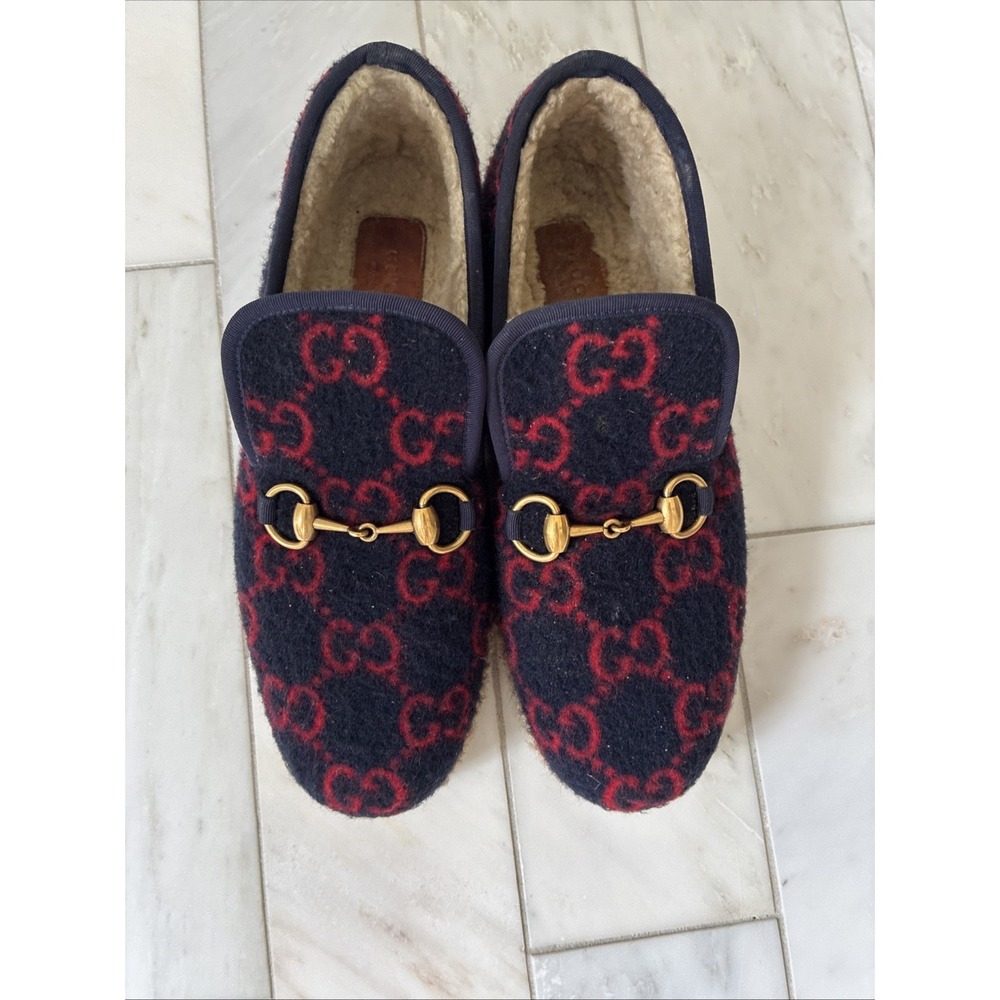 Gucci Fria Horsebit GG Monogram Logo Wool Slip On Loafers Gucci 39 EU, 8 Women's - Picture 15 of 16